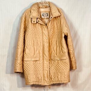 Dismero Coat Gold Quilted Zip & Snap Closure Drawstring Bottom Snap Pockets S